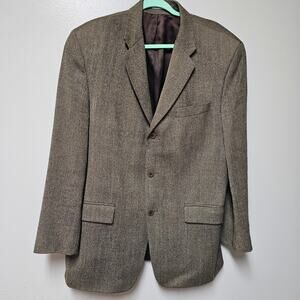 Men's DKNY Essentials 100% Lambswool Brown Tweed 3 button blazer Size 42R